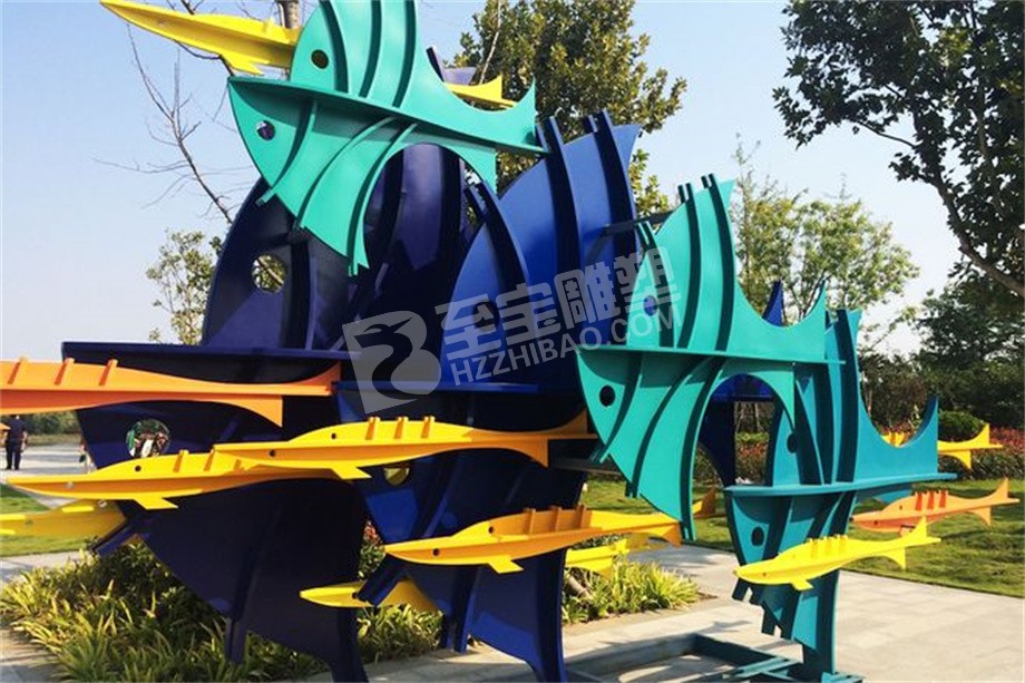 公園創(chuàng)意魚(yú)不銹鋼雕塑定制